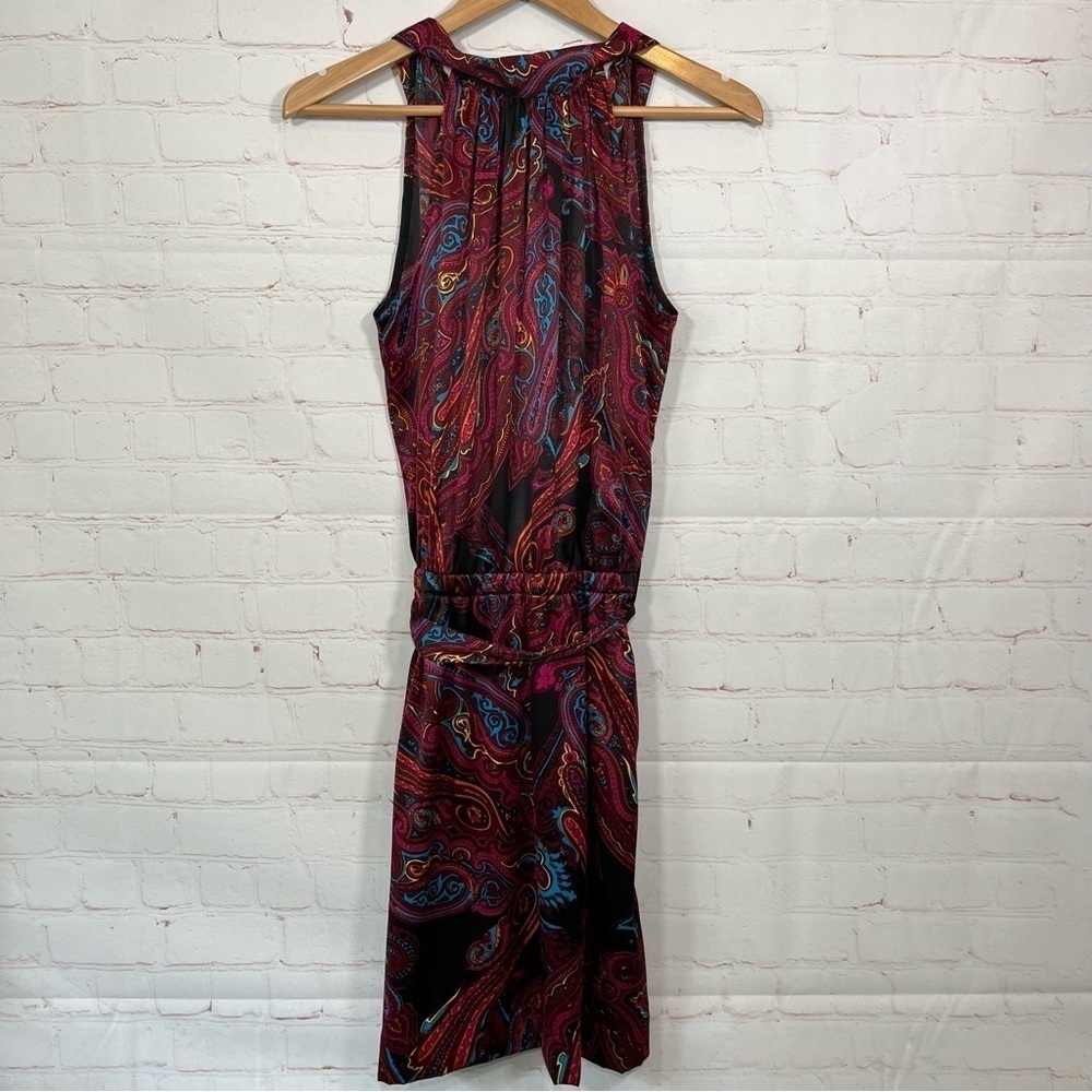 Vintage Veronicam Halter Dress Womens Size XS Belted Stretch Multicolor